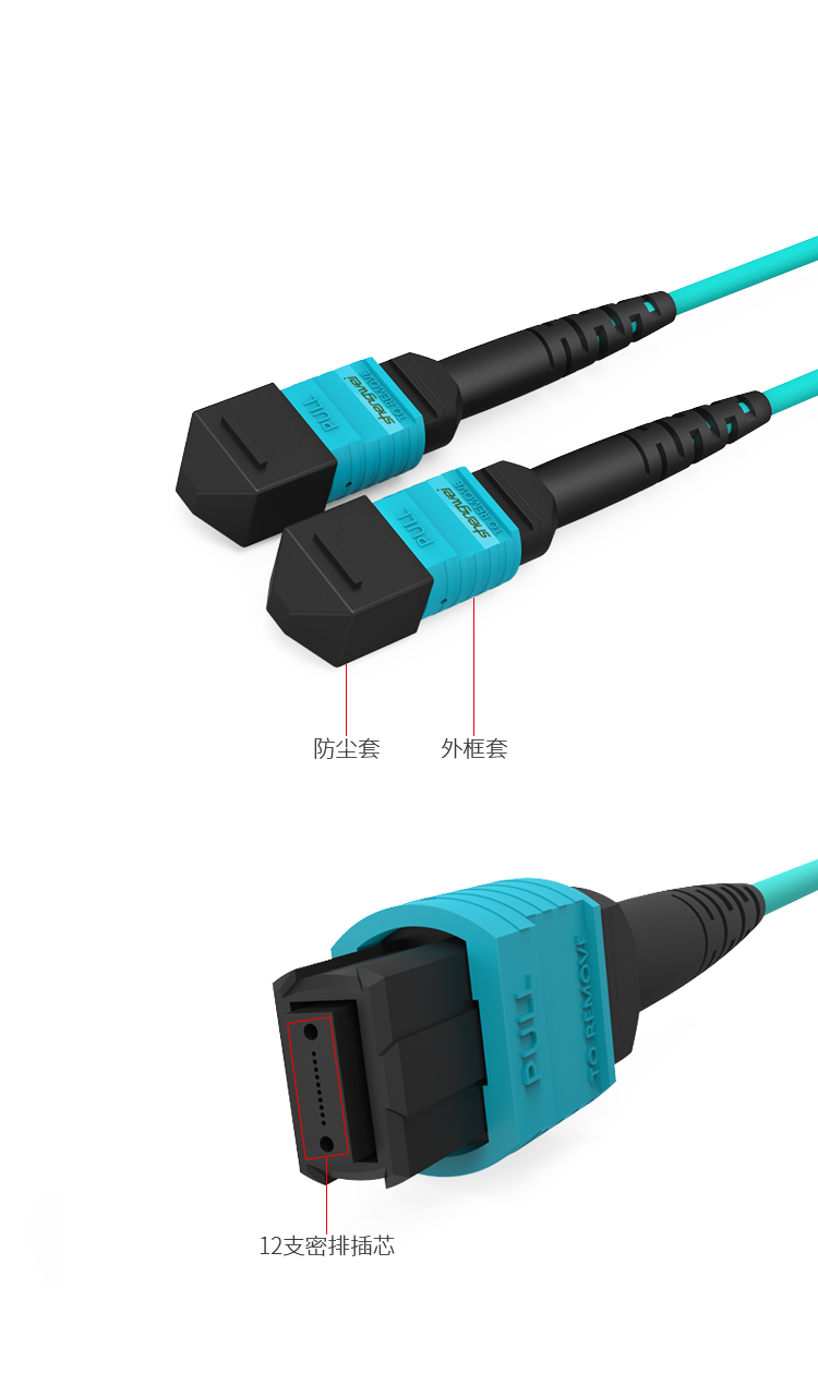 光纤跳线MPO母头12芯 3米 网线多模OM4万兆40G光模块集束光纤 FMPP-1203
