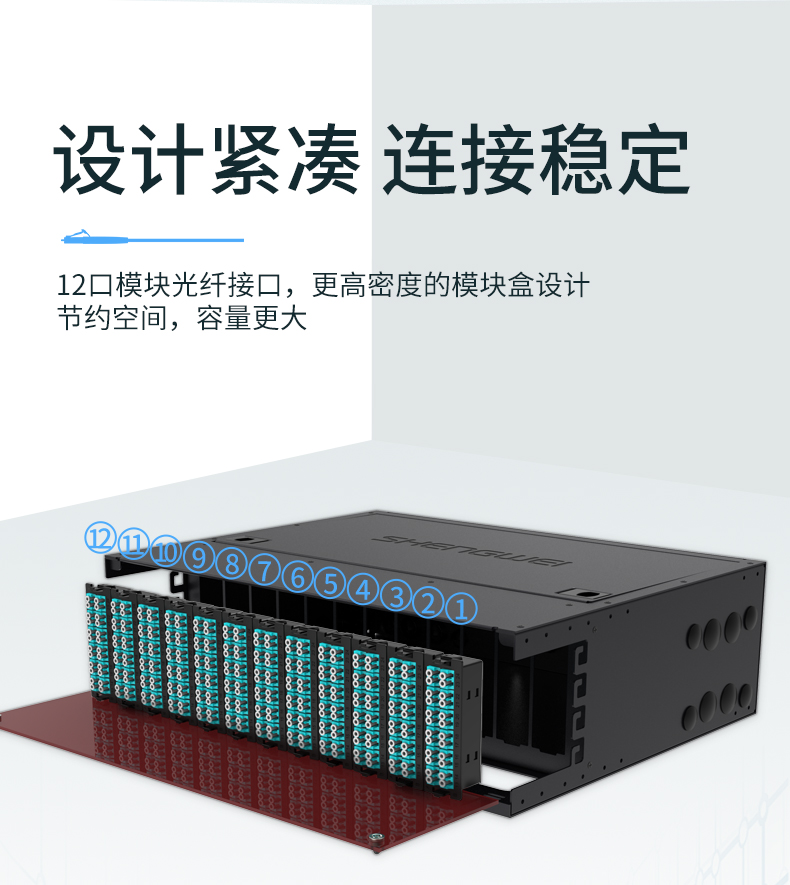 MDF-103U MPO光纤配线箱 高密度3U单模多模配线架 模块化光纤终端盒续接盘熔接/预端接分线箱