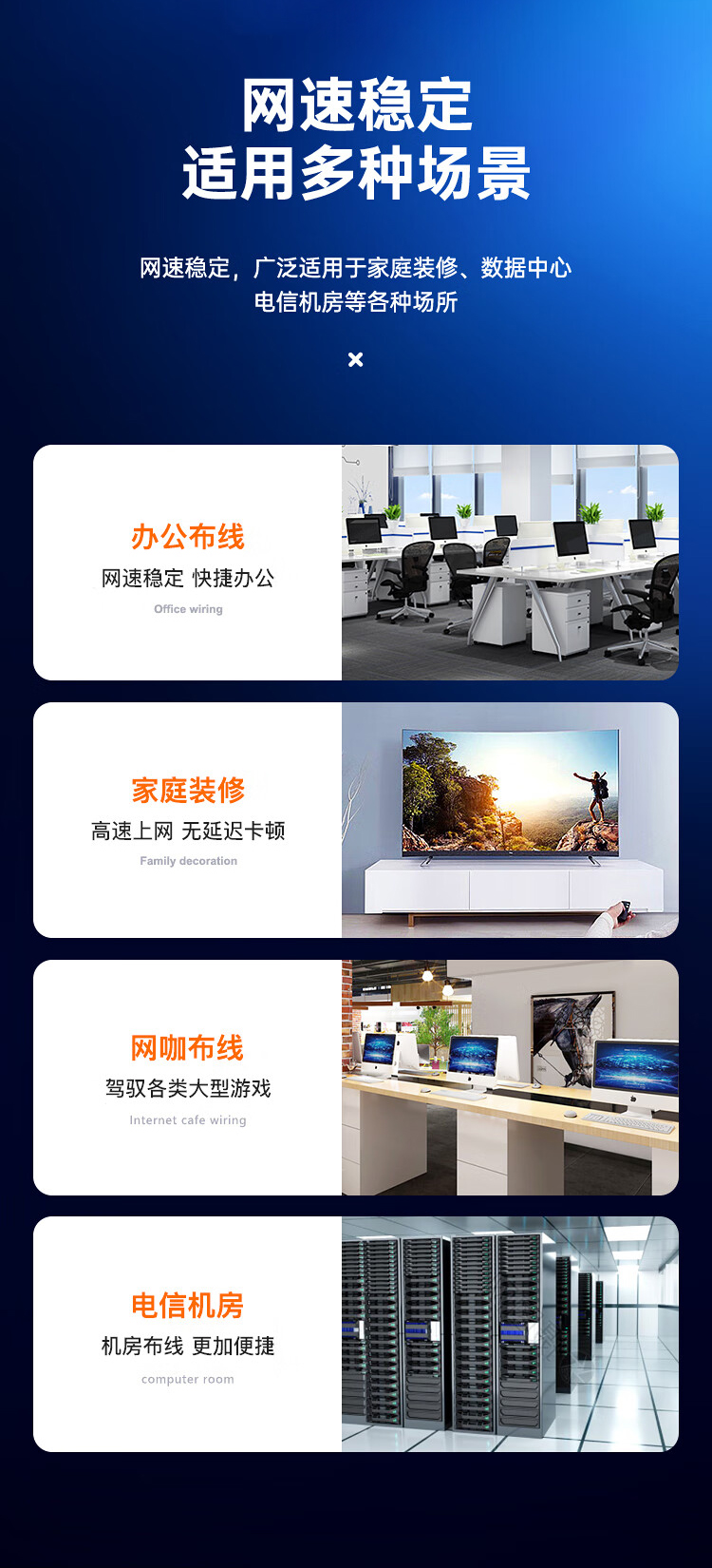 胜为超六类低烟无卤阻燃成品网络跳线