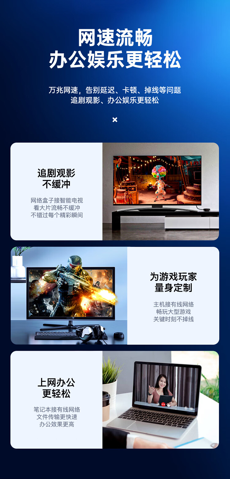 胜为超六类低烟无卤阻燃成品网络跳线