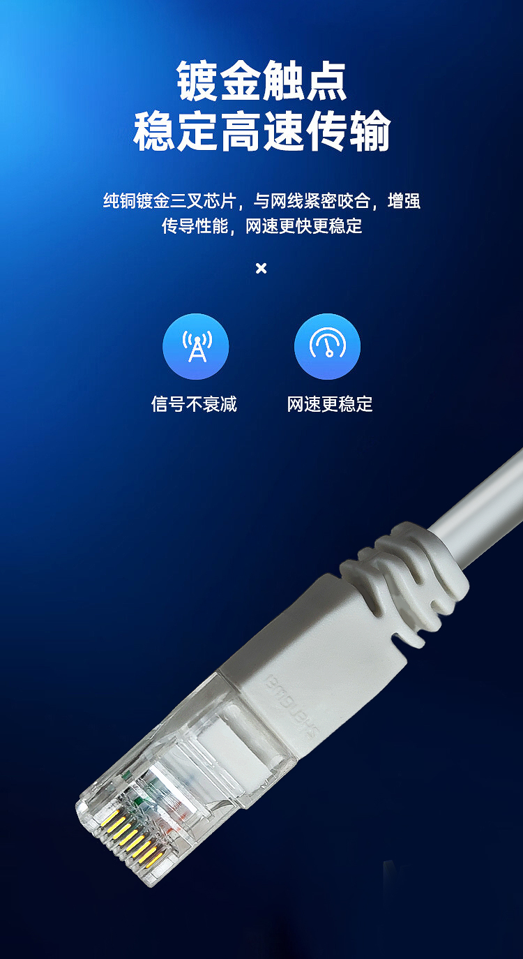 胜为超六类低烟无卤阻燃成品网络跳线