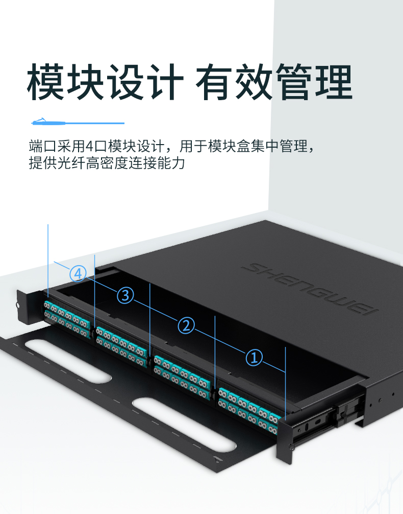 MDF-201U MPO光纤配线箱 高密度1U单模多模配线架 模块化光纤终端盒续接盘熔接/预端接分线箱