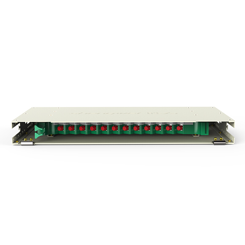 ODF-1012F-O 12芯/口ODF光纤配线架高度1U FC多模OM3满配含尾纤和法兰适用19英寸机柜 抽拉式带上柜配件