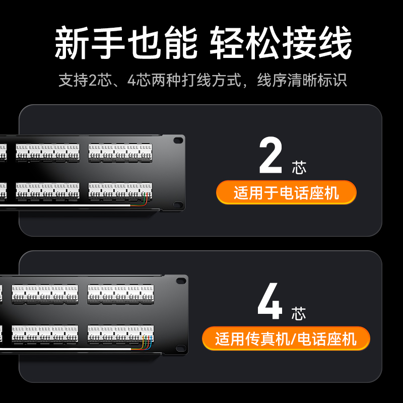 CVDF500G 50口语音电话配线架 4芯2芯电话线高端工程级镀金1U模块式