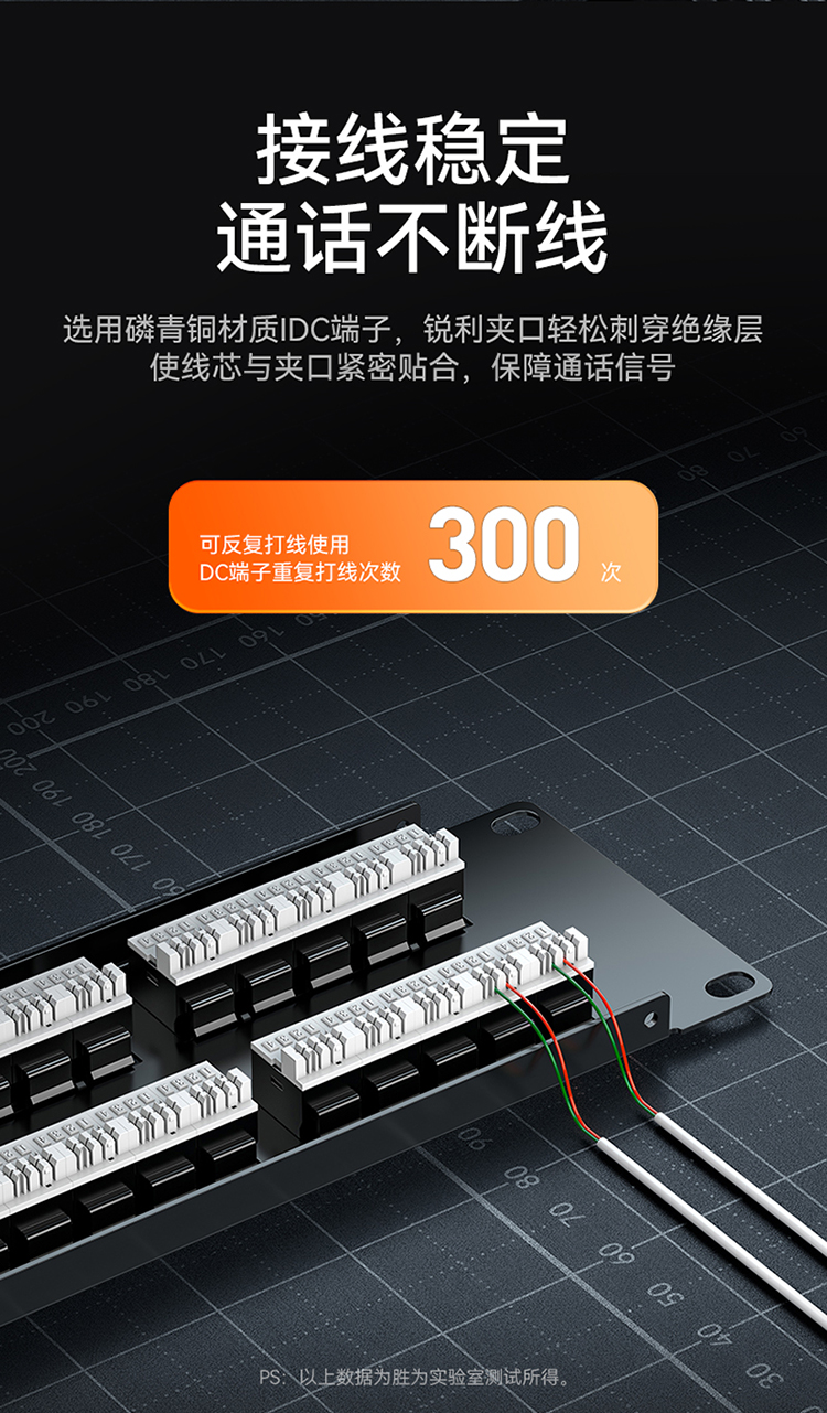 CVDF500G 50口语音电话配线架 4芯2芯电话线高端工程级镀金1U模块式