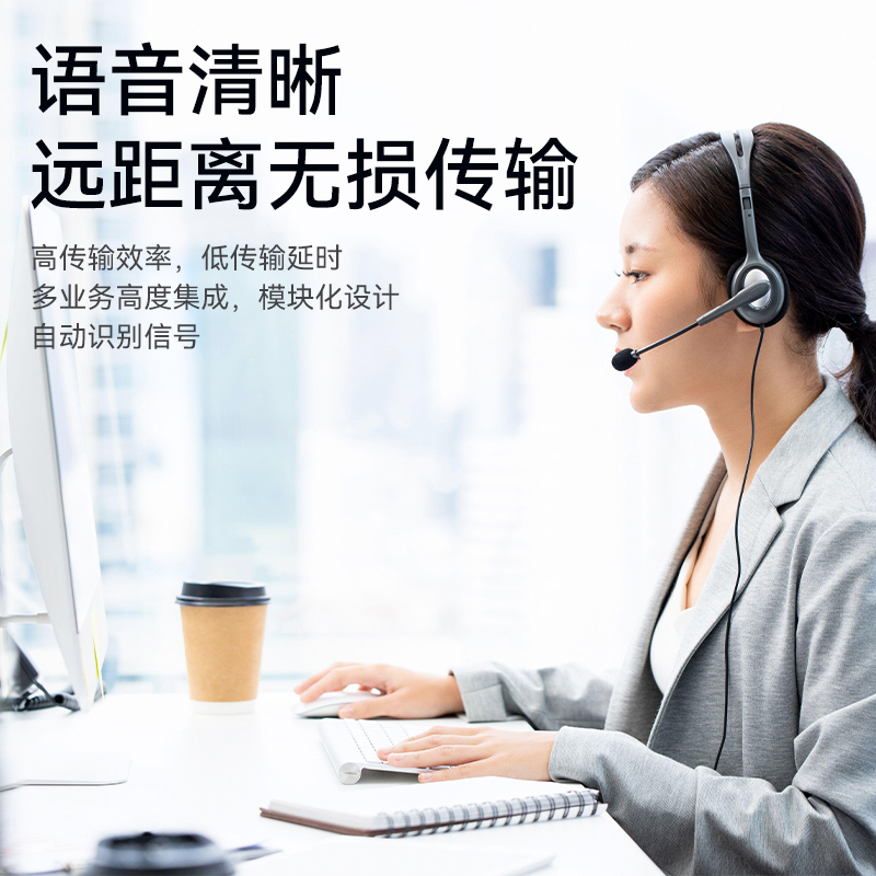 D1E04P03 综合业务电话光端机 PCM语音光端机2路E1+4路电话+1路百兆网络 20KM FC单纤桌面式 一对