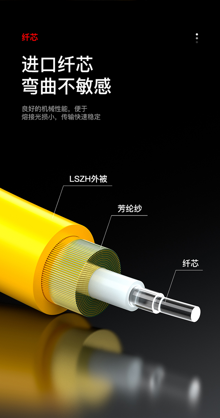 FSC-101 电信级光纤跳线 SC-SC（UPC）单模单芯入户光纤线 低烟无卤环保外被 收发器尾纤 3米